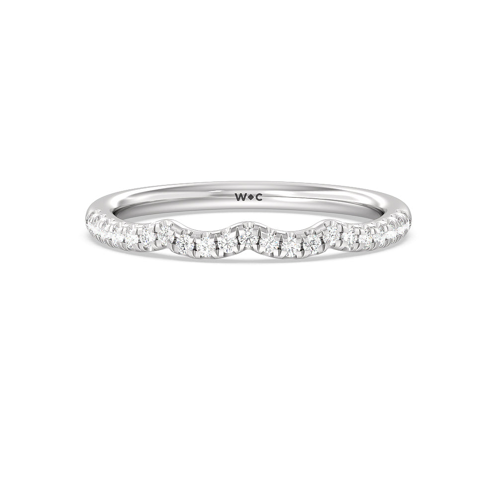 Vintage Six Prong Side Stone Diamond Wedding Band with Platinum Cut Diamond in 14KT Platinum view 1
