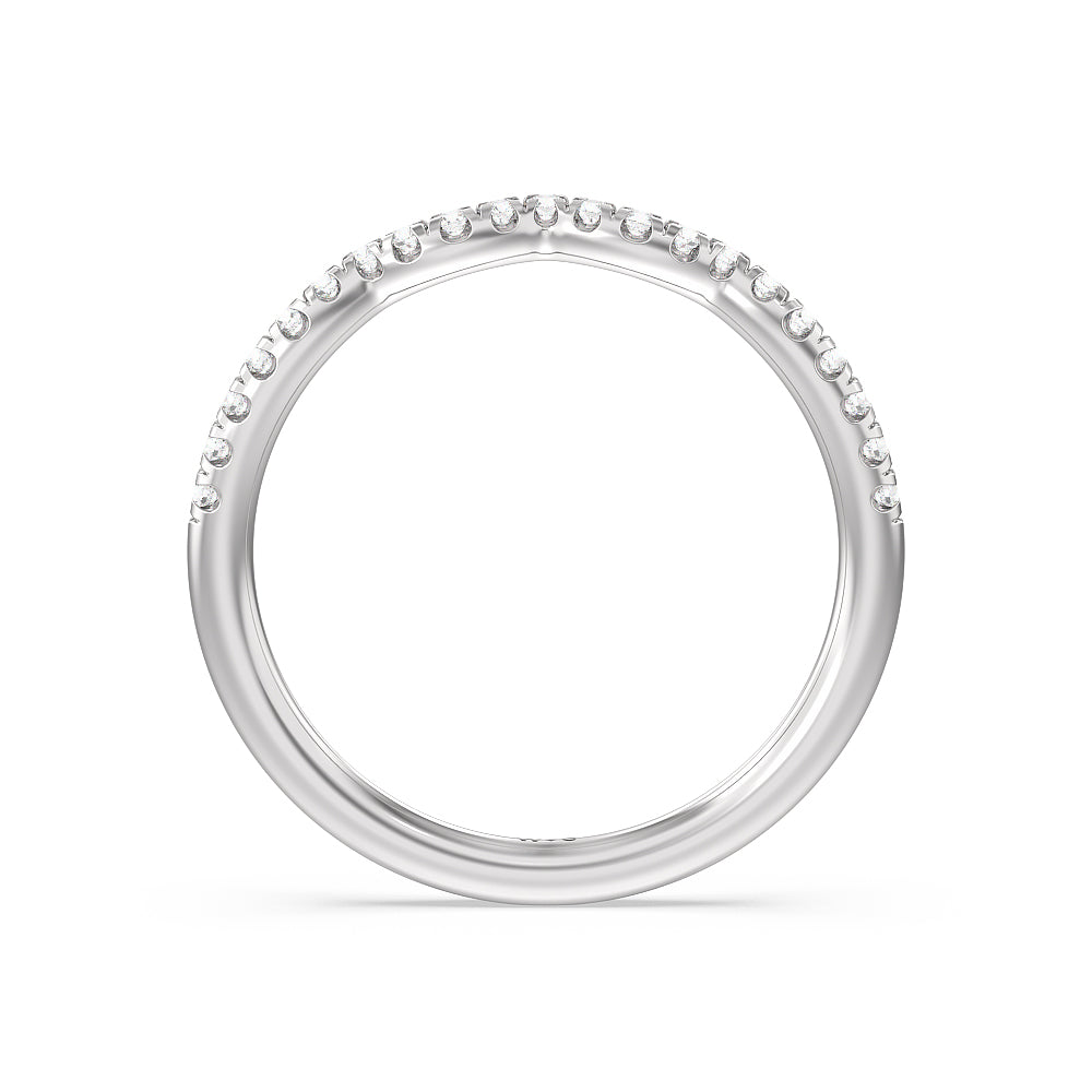 Vintage Six Prong Side Stone Diamond Wedding Band with Platinum Cut Diamond in 14KT Platinum view 2
