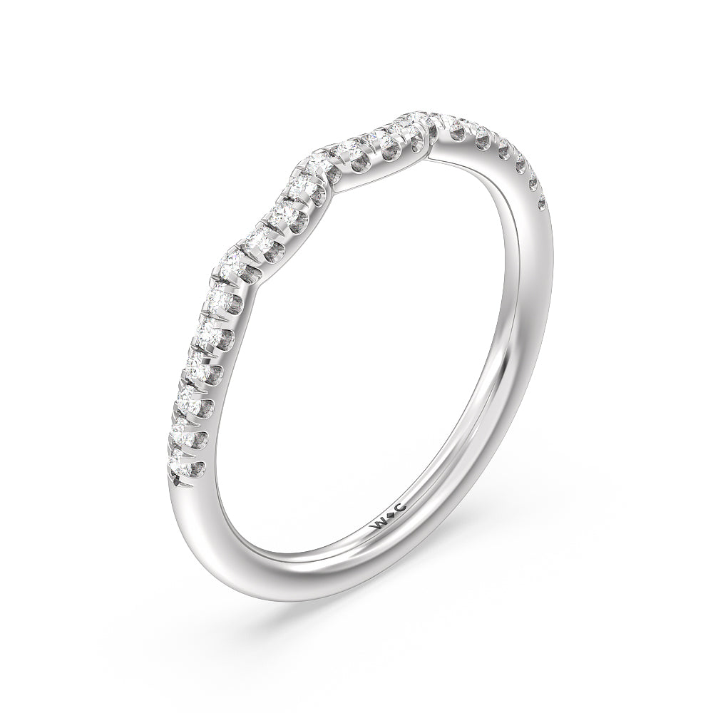 Vintage Six Prong Side Stone Diamond Wedding Band with Platinum Cut Diamond in 14KT Platinum view 4
