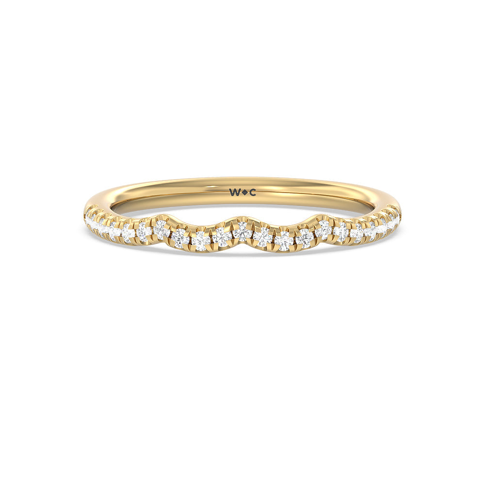 Vintage Six Prong Side Stone Diamond Wedding Band with 18KT Yellow Gold Cut Diamond in 14KT Yellow Gold view 1
