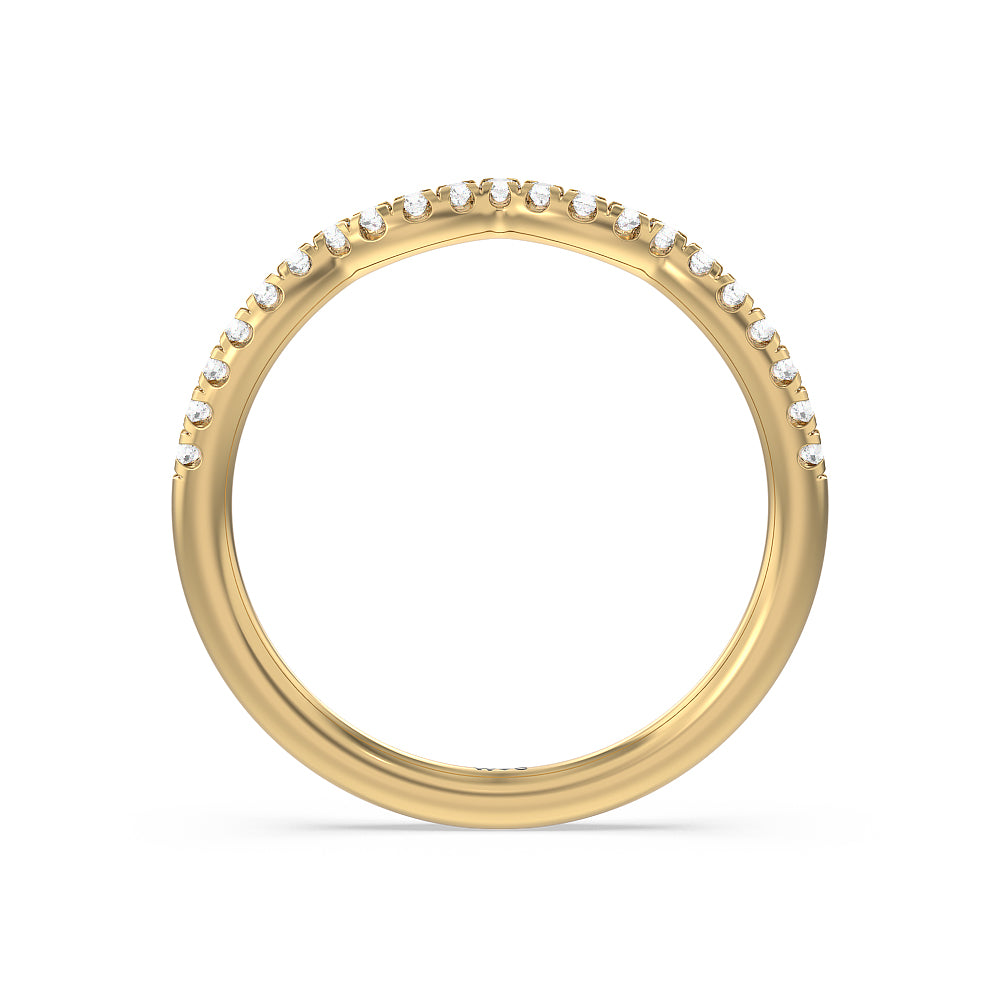 Vintage Six Prong Side Stone Diamond Wedding Band with 18KT Yellow Gold Cut Diamond in 14KT Yellow Gold view 2
