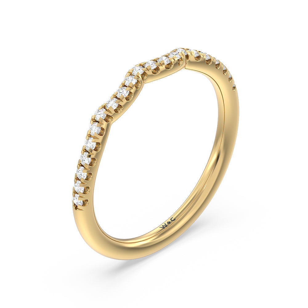 Vintage Six Prong Side Stone Diamond Wedding Band with 18KT Yellow Gold Cut Diamond in 14KT Yellow Gold view 4
