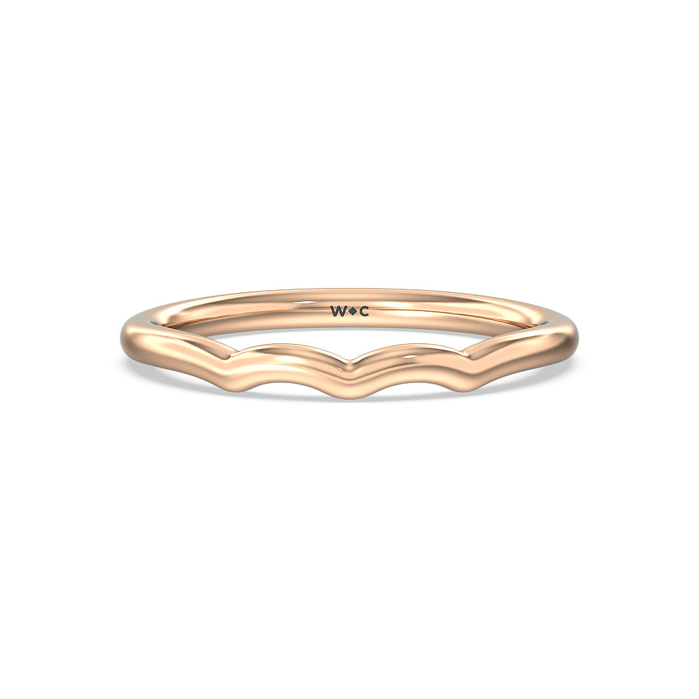Vintage Six Prong Side Stone Wedding Band with 18KT Rose Gold Cut Diamond in 14KT Rose Gold view 1
