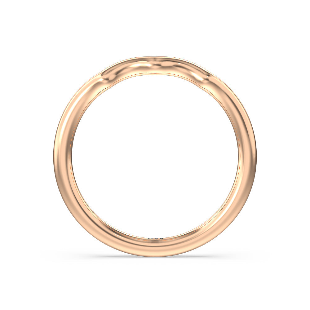Vintage Six Prong Side Stone Wedding Band with 18KT Rose Gold Cut Diamond in 14KT Rose Gold view 2
