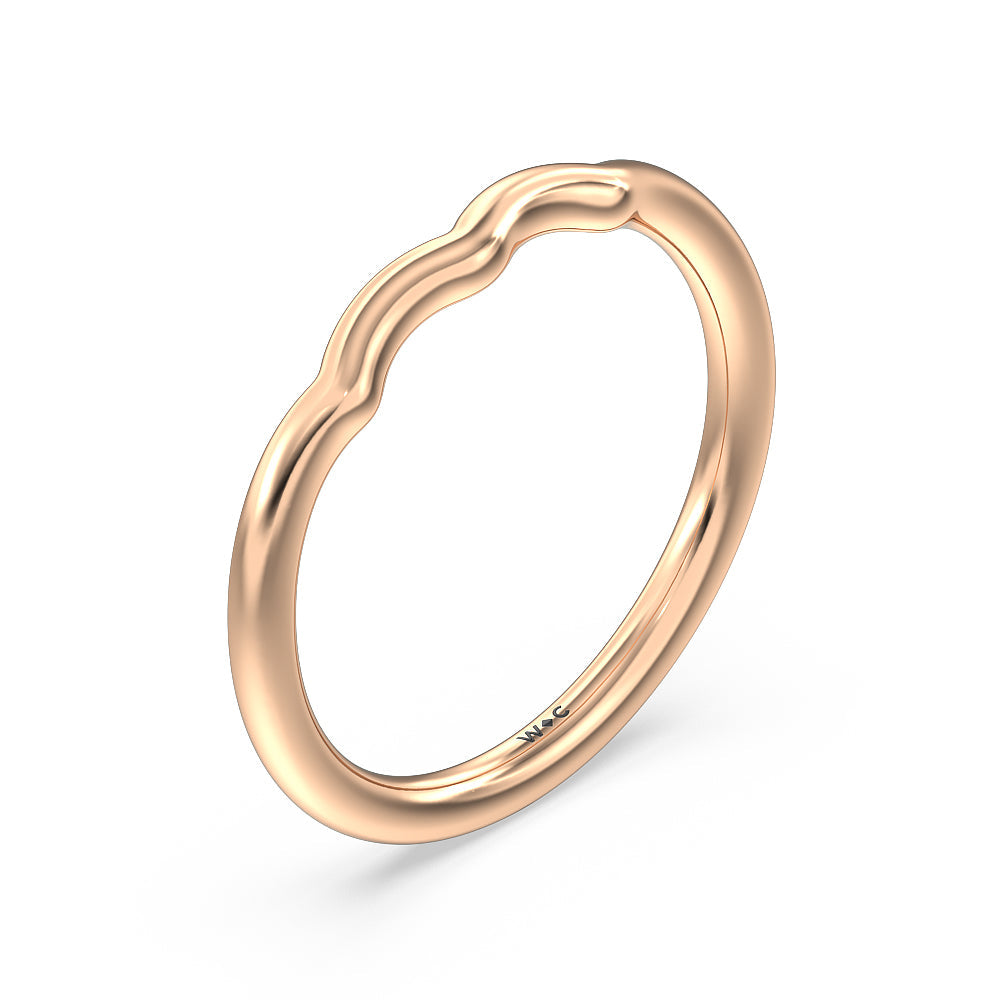 Vintage Six Prong Side Stone Wedding Band with 18KT Rose Gold Cut Diamond in 14KT Rose Gold view 4
