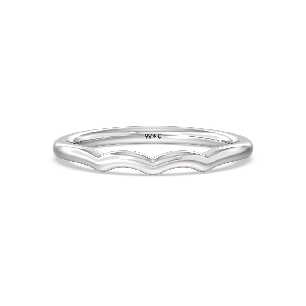 Vintage Six Prong Side Stone Wedding Band with Platinum Cut Diamond in 14KT Platinum view 1
