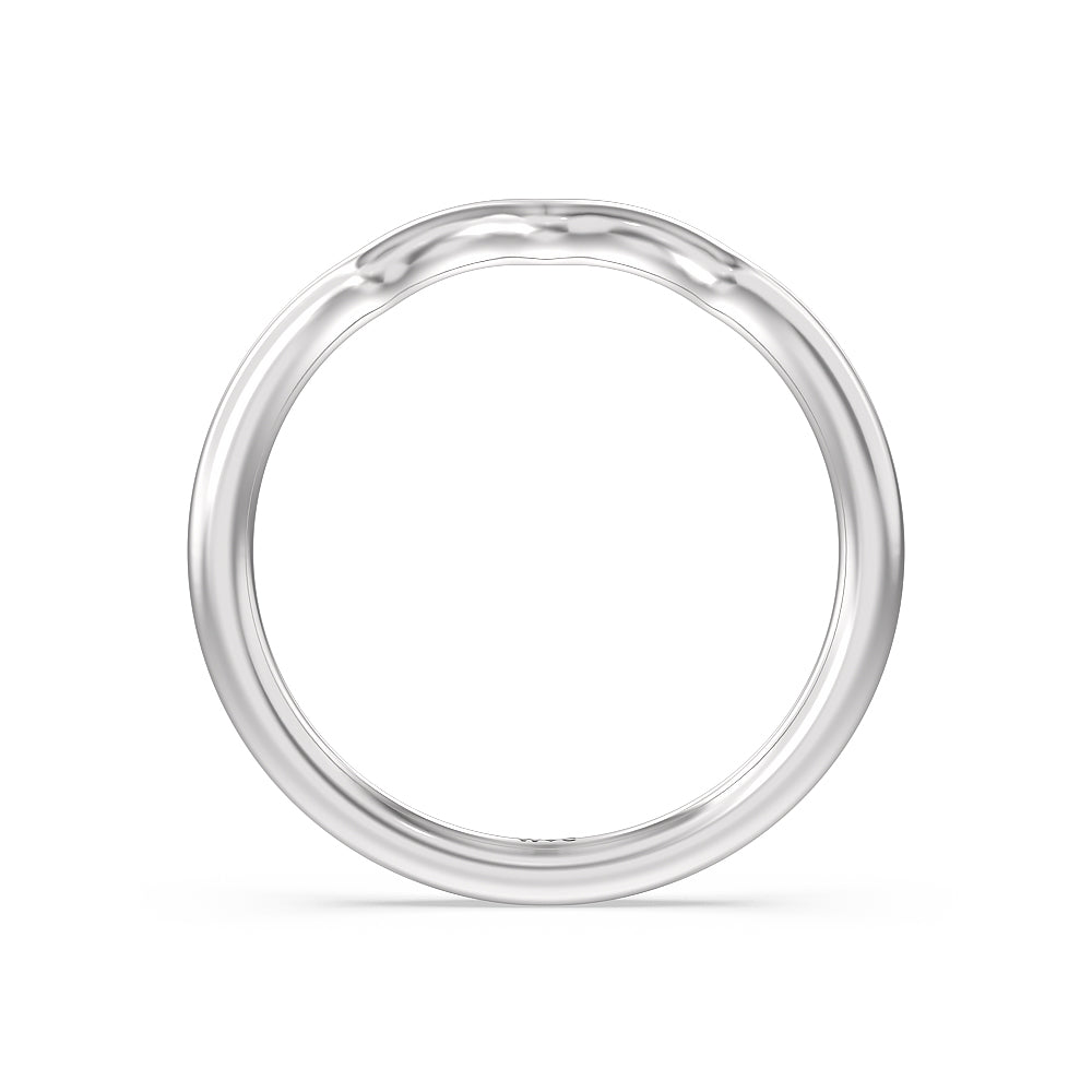 Vintage Six Prong Side Stone Wedding Band with Platinum Cut Diamond in 14KT Platinum view 2
