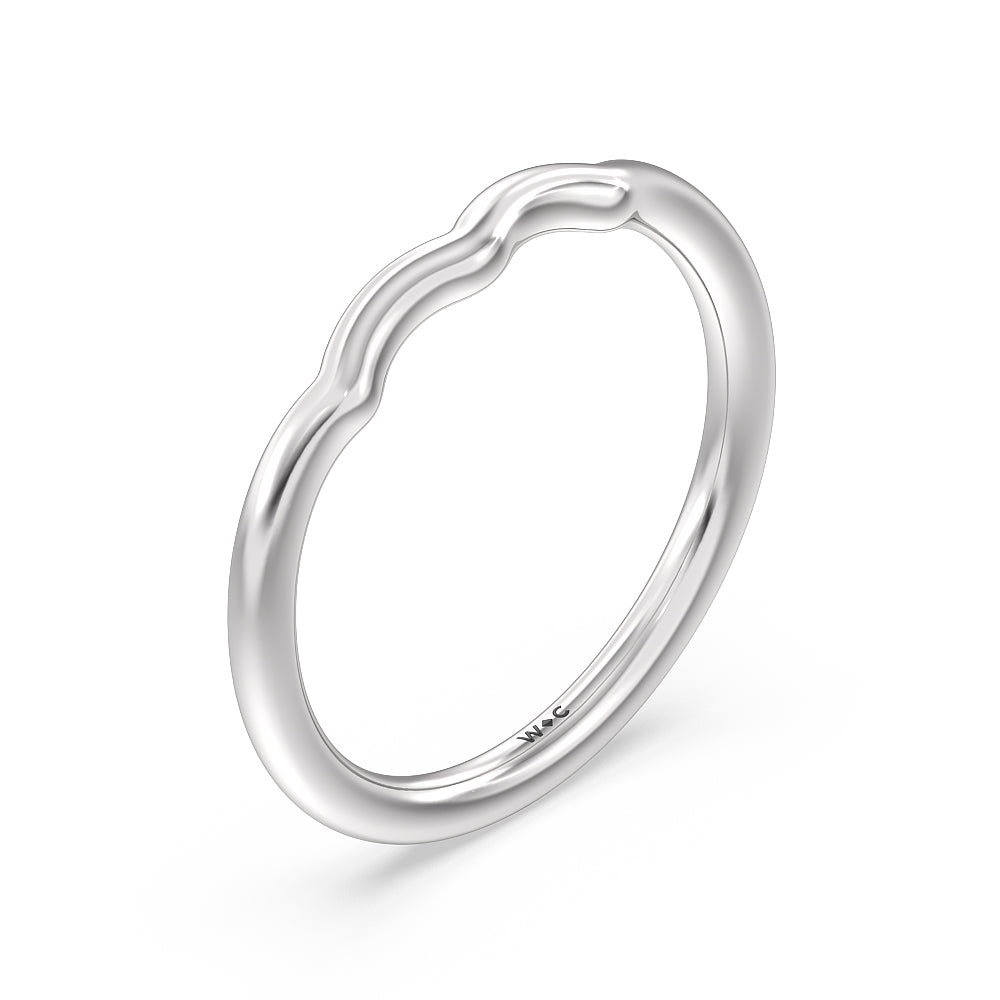 Vintage Six Prong Side Stone Wedding Band with Platinum Cut Diamond in 14KT Platinum view 4
