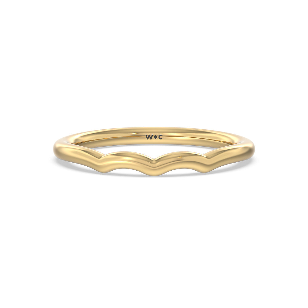 Vintage Six Prong Side Stone Wedding Band with 18KT Yellow Gold Cut Diamond in 14KT Yellow Gold view 1
