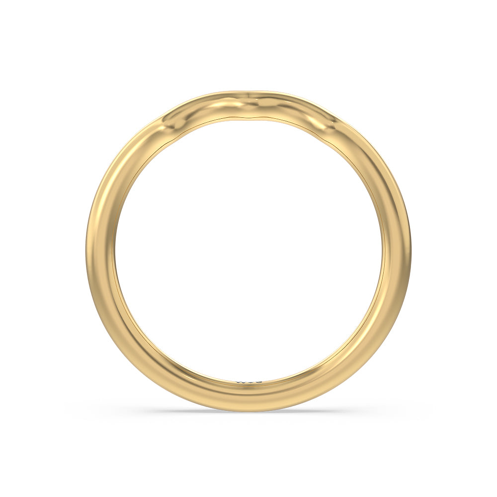 Vintage Six Prong Side Stone Wedding Band with 18KT Yellow Gold Cut Diamond in 14KT Yellow Gold view 2
