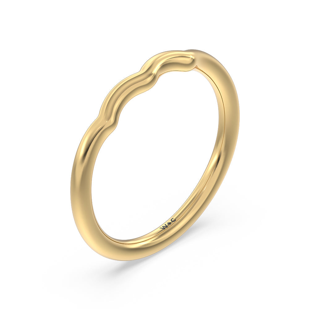 Vintage Six Prong Side Stone Wedding Band with 18KT Yellow Gold Cut Diamond in 14KT Yellow Gold view 4
