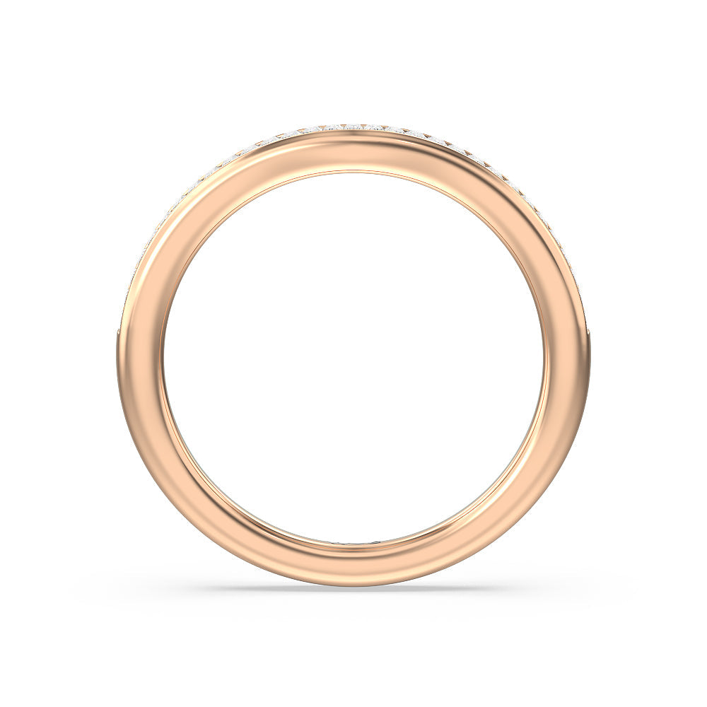 Elegant Channel Set Baguette Diamond Wedding Band with 18KT Rose Gold Cut Diamond in 14KT Rose Gold view 2
