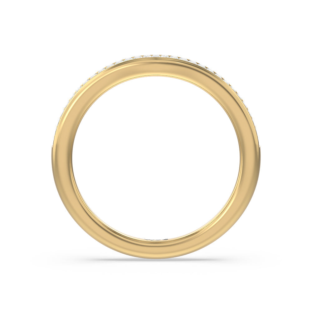 Elegant Channel Set Baguette Diamond Wedding Band with 18KT Yellow Gold Cut Diamond in 14KT Yellow Gold view 2
