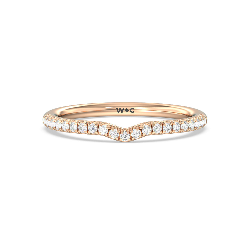 Milgrain Filigree Solitaire Diamond Wedding Band with 18KT Rose Gold Cut Diamond in 14KT Rose Gold view 1
