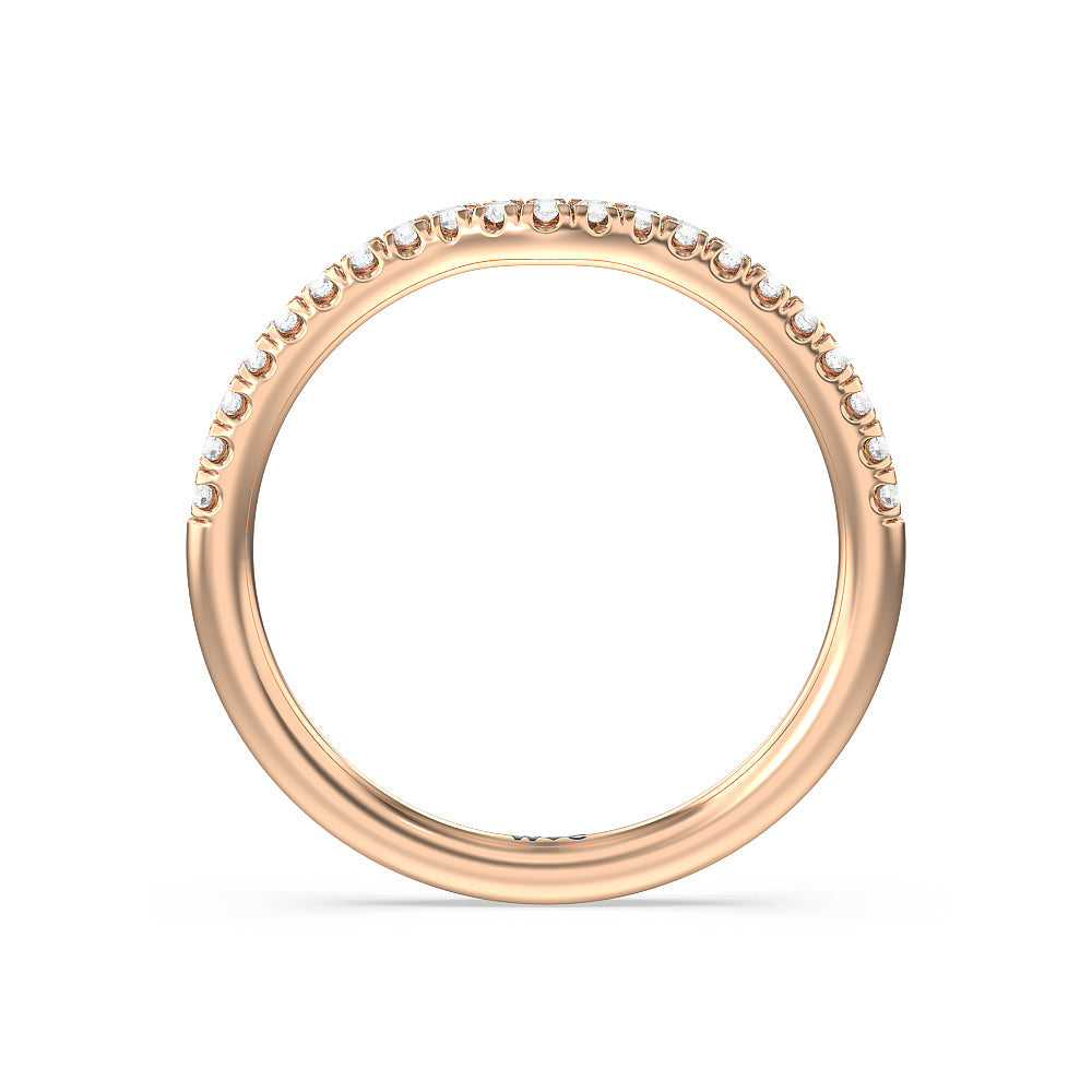 Milgrain Filigree Solitaire Diamond Wedding Band with 18KT Rose Gold Cut Diamond in 14KT Rose Gold view 2
