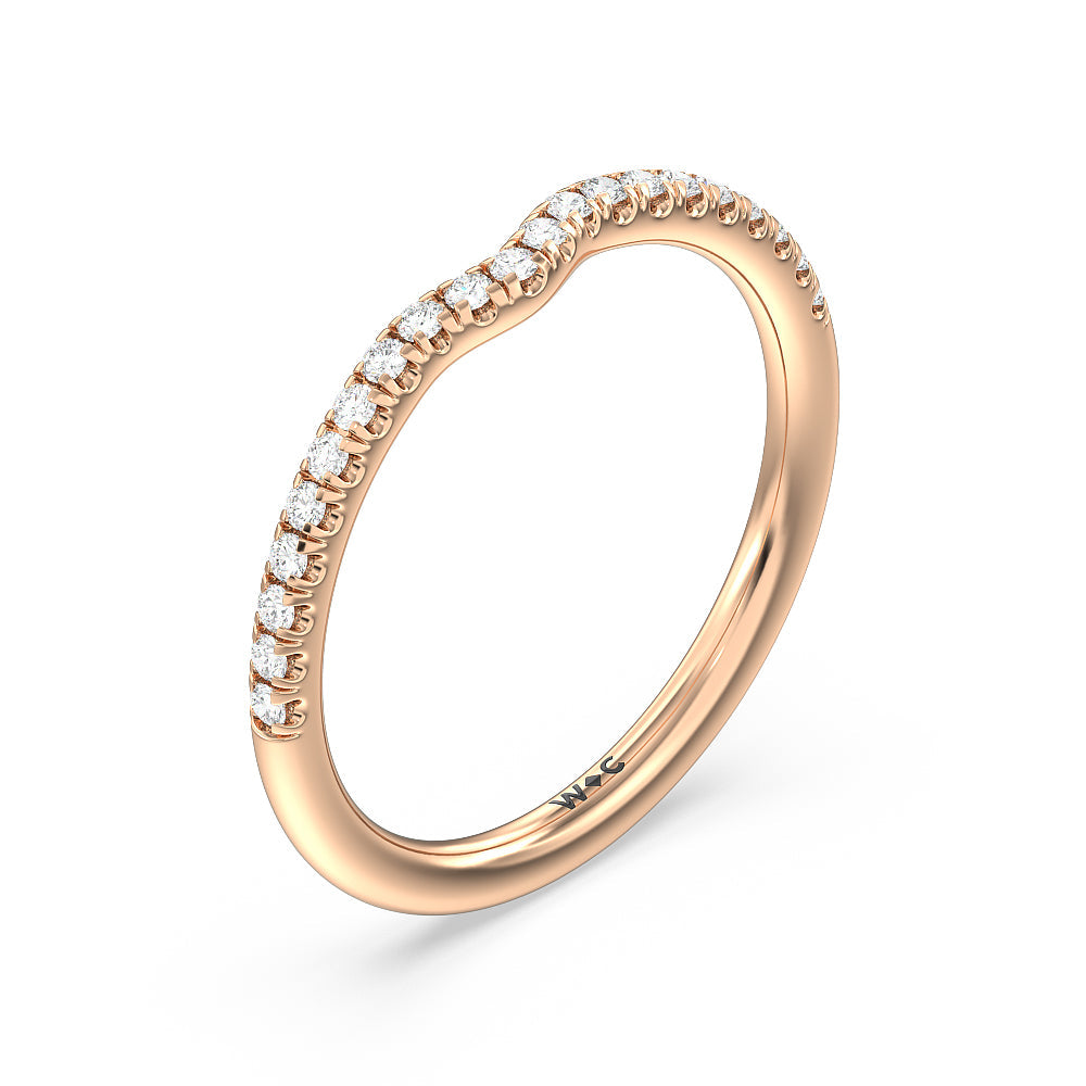 Milgrain Filigree Solitaire Diamond Wedding Band with 18KT Rose Gold Cut Diamond in 14KT Rose Gold view 4
