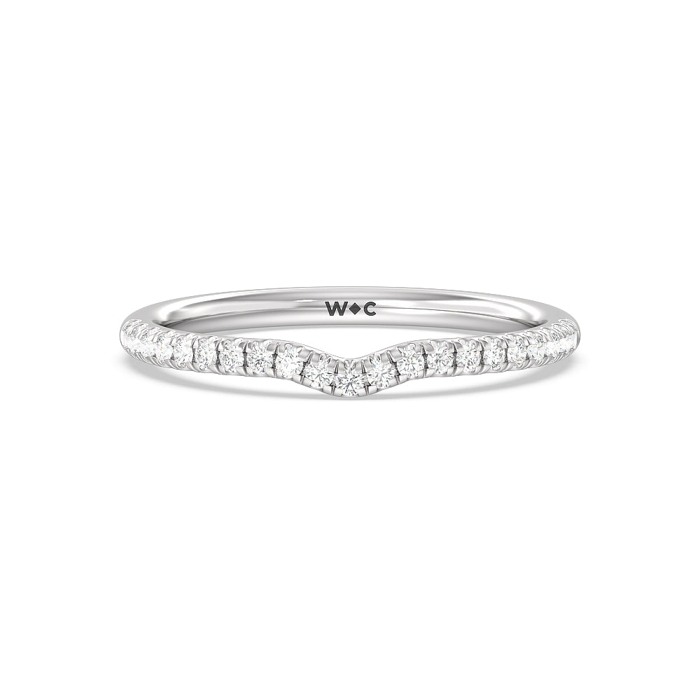 Milgrain Filigree Solitaire Diamond Wedding Band with Platinum Cut Diamond in 14KT Platinum view 1
