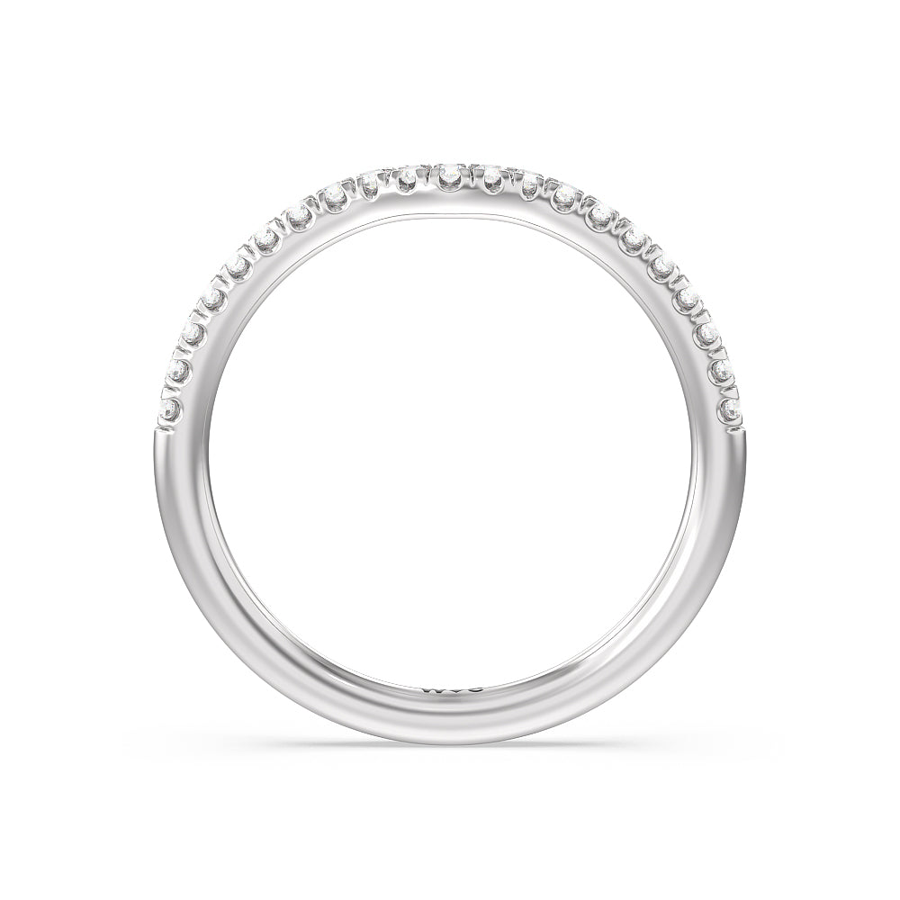 Milgrain Filigree Solitaire Diamond Wedding Band with Platinum Cut Diamond in 14KT Platinum view 2
