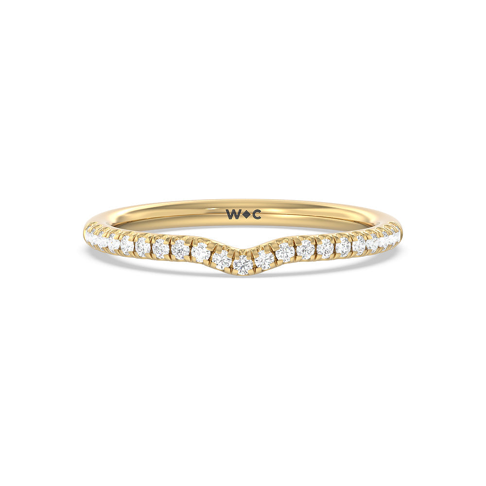 Milgrain Filigree Solitaire Diamond Wedding Band with 18KT Yellow Gold Cut Diamond in 14KT Yellow Gold view 1
