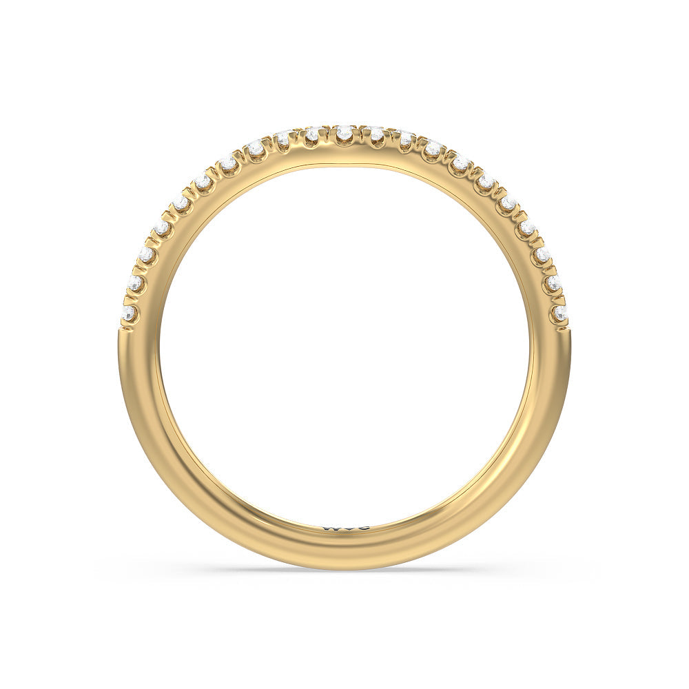 Milgrain Filigree Solitaire Diamond Wedding Band with 18KT Yellow Gold Cut Diamond in 14KT Yellow Gold view 2
