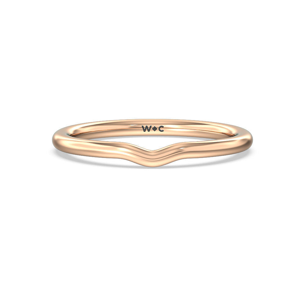 Milgrain Filigree Solitaire Wedding Band with 18KT Rose Gold Cut Diamond in 14KT Rose Gold view 1
