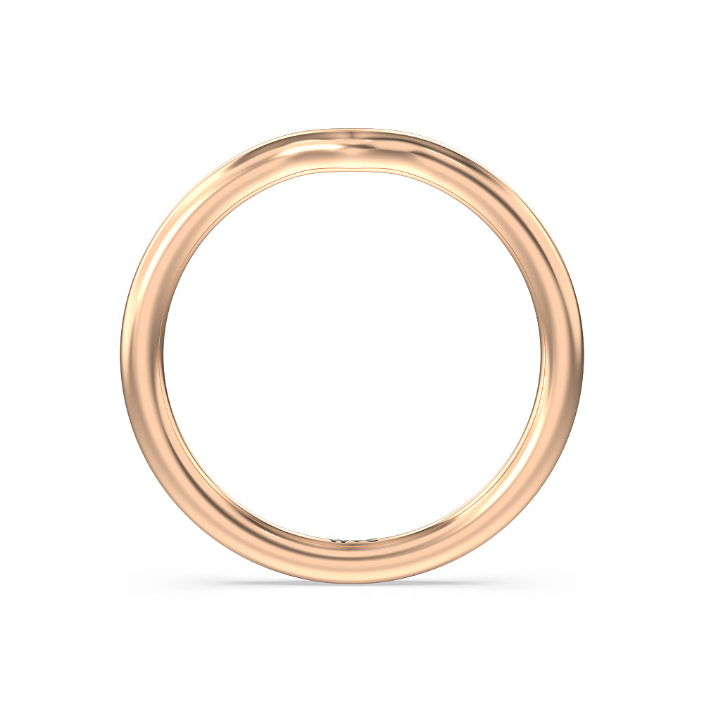 Milgrain Filigree Solitaire Wedding Band with 18KT Rose Gold Cut Diamond in 14KT Rose Gold view 2
