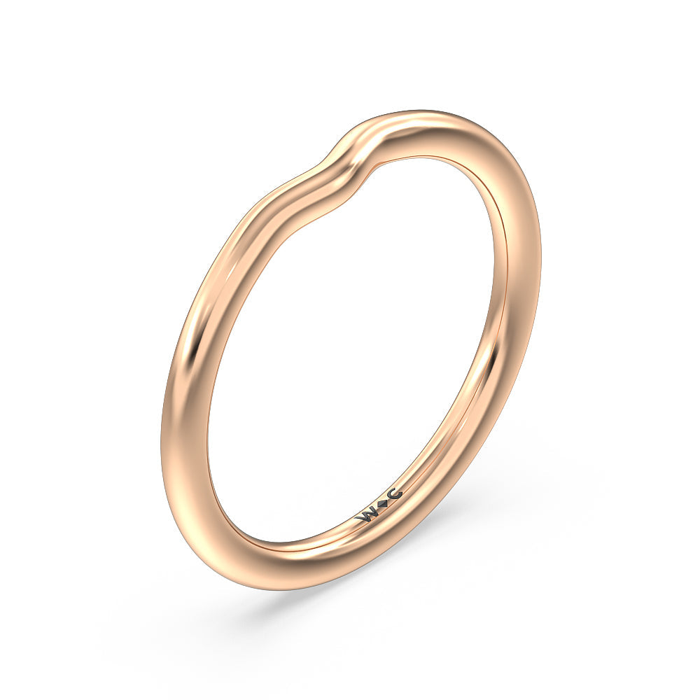 Milgrain Filigree Solitaire Wedding Band with 18KT Rose Gold Cut Diamond in 14KT Rose Gold view 4
