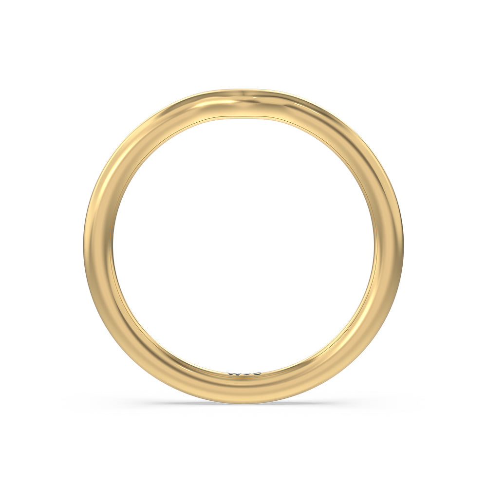 Milgrain Filigree Solitaire Wedding Band with 18KT Yellow Gold Cut Diamond in 14KT Yellow Gold view 2
