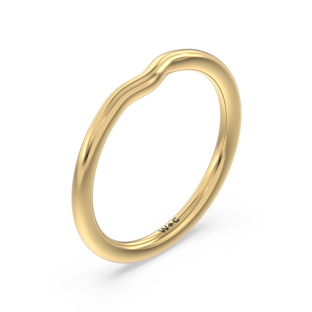 Milgrain Filigree Solitaire Wedding Band with 18KT Yellow Gold Cut Diamond in 14KT Yellow Gold view 4
