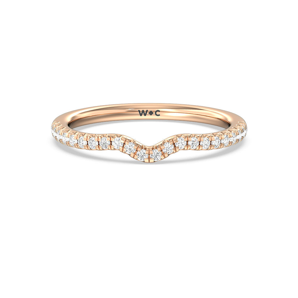 Grooved Taper Cathedral Solitaire Diamond Wedding Band with 18KT Rose Gold Cut Diamond in 14KT Rose Gold view 1
