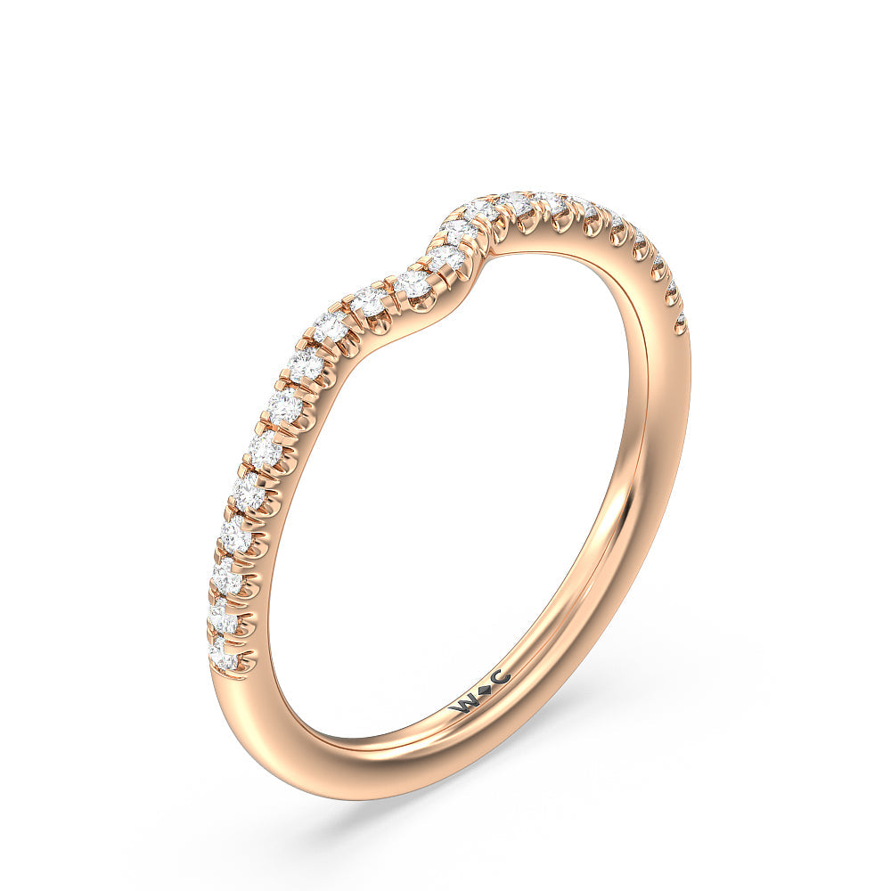 Grooved Taper Cathedral Solitaire Diamond Wedding Band with 18KT Rose Gold Cut Diamond in 14KT Rose Gold view 4
