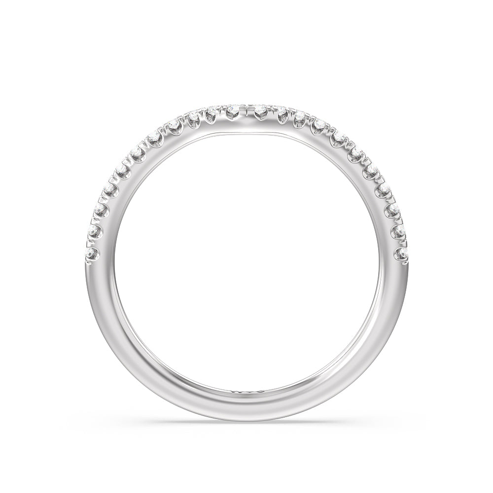 Grooved Taper Cathedral Solitaire Diamond Wedding Band with Platinum Cut Diamond in 14KT Platinum view 2
