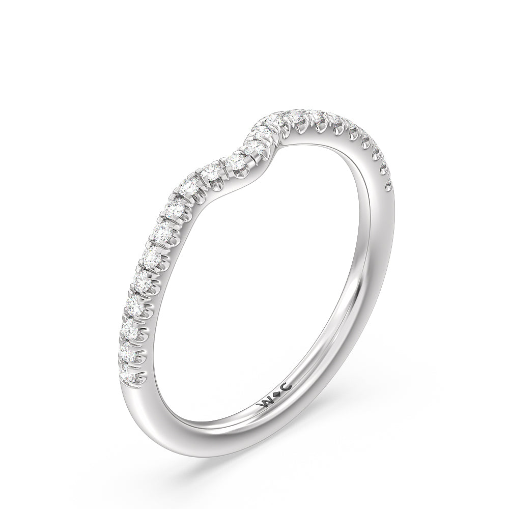 Grooved Taper Cathedral Solitaire Diamond Wedding Band with Platinum Cut Diamond in 14KT Platinum view 4
