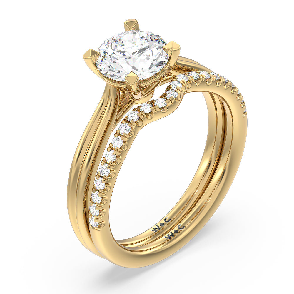 Grooved Taper Cathedral Solitaire Engagement Ring with Oval Cut Diamond in 14KT Rose Gold view 5
