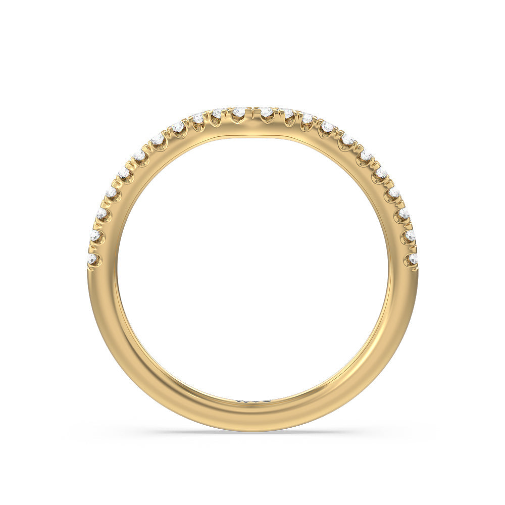 Grooved Taper Cathedral Solitaire Diamond Wedding Band with 18KT Yellow Gold Cut Diamond in 14KT Yellow Gold view 2
