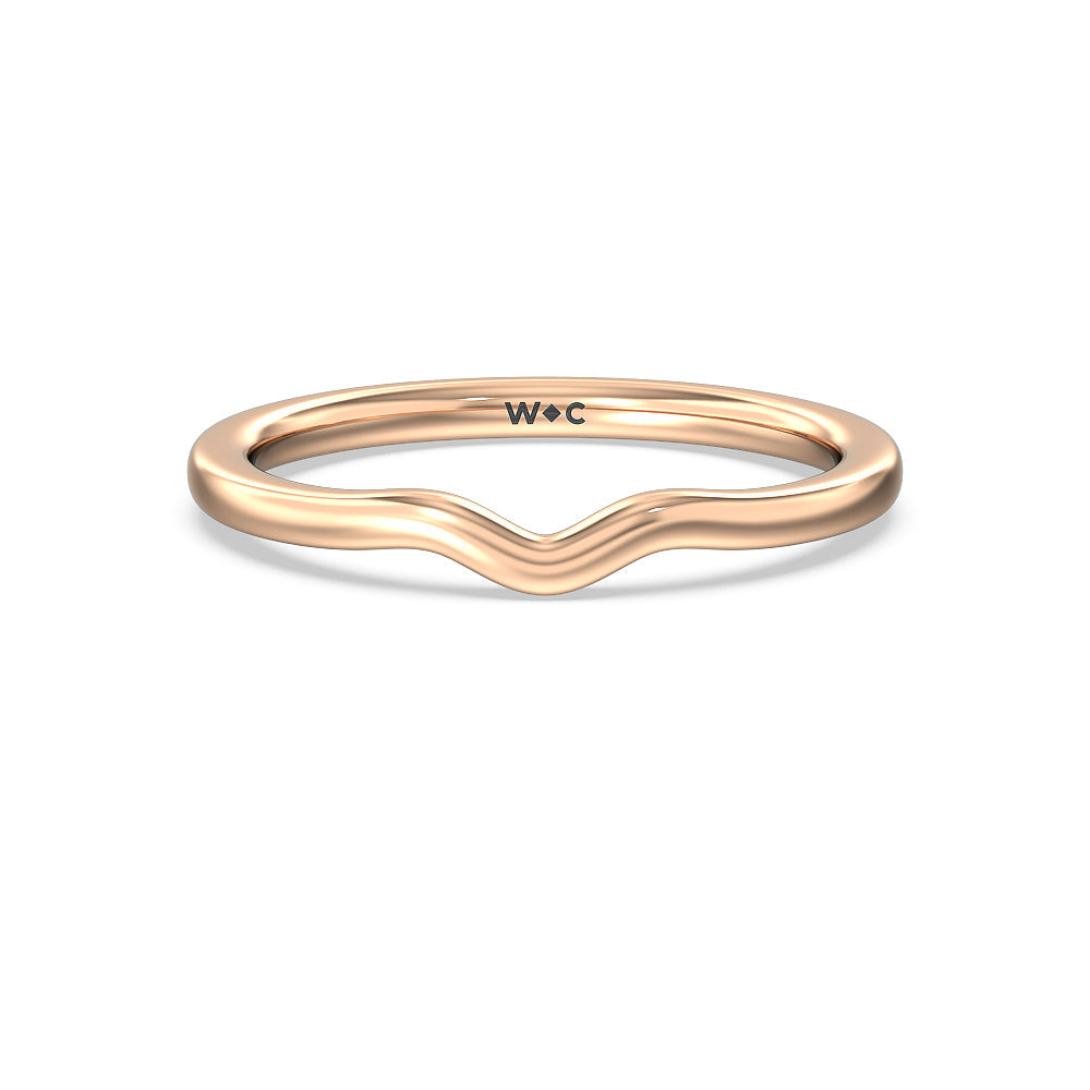 Grooved Taper Cathedral Solitaire Wedding Band with 18KT Rose Gold Cut Diamond in 14KT Rose Gold view 1
