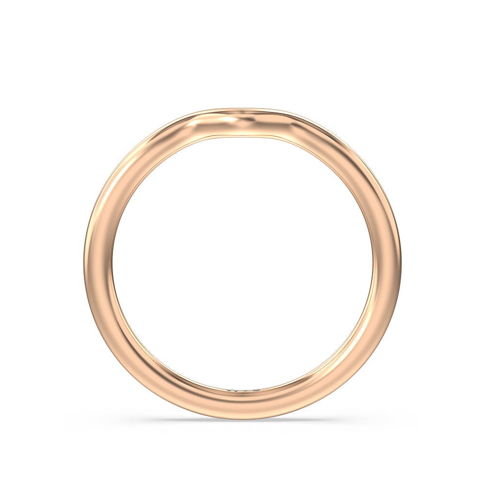 Grooved Taper Cathedral Solitaire Wedding Band with 18KT Rose Gold Cut Diamond in 14KT Rose Gold view 2
