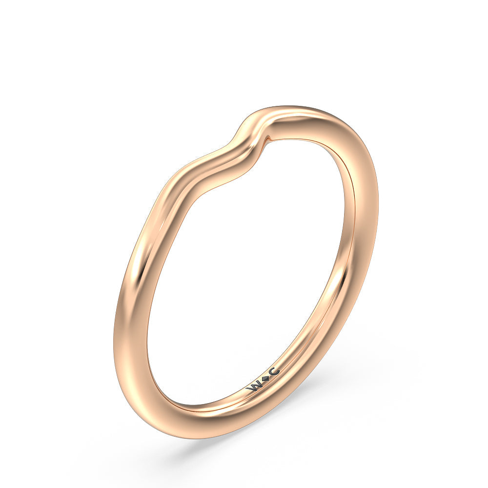 Grooved Taper Cathedral Solitaire Wedding Band with 18KT Rose Gold Cut Diamond in 14KT Rose Gold view 4
