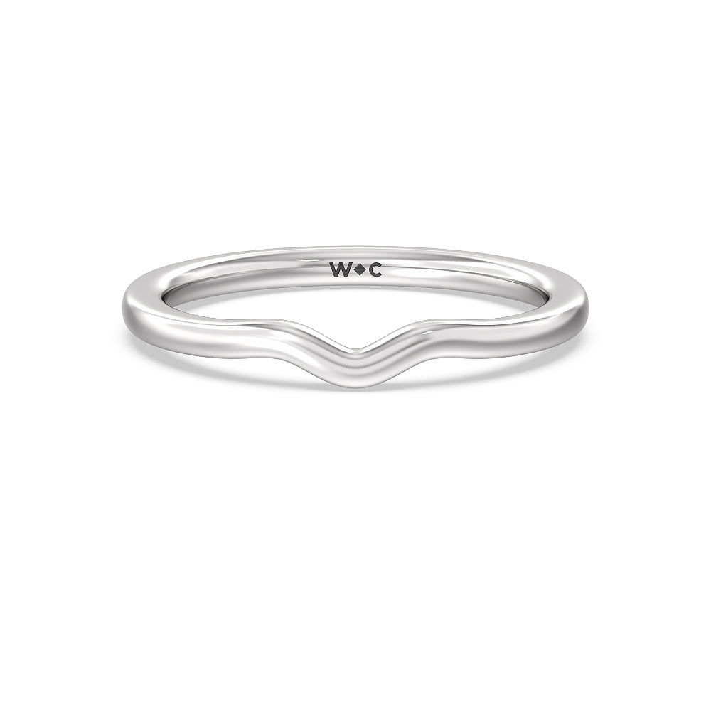 Grooved Taper Cathedral Solitaire Wedding Band with Platinum Cut Diamond in 14KT Platinum view 1
