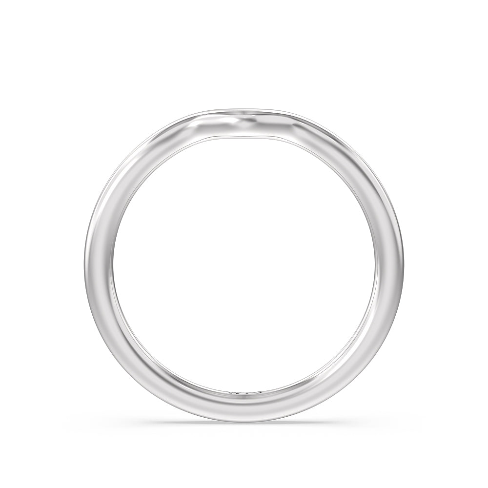 Grooved Taper Cathedral Solitaire Wedding Band with Platinum Cut Diamond in 14KT Platinum view 2
