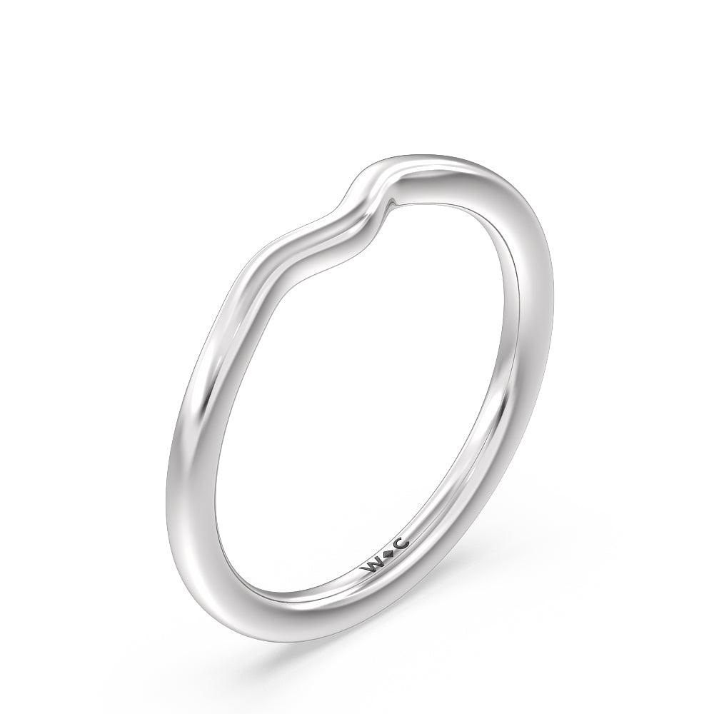Grooved Taper Cathedral Solitaire Wedding Band with Platinum Cut Diamond in 14KT Platinum view 4
