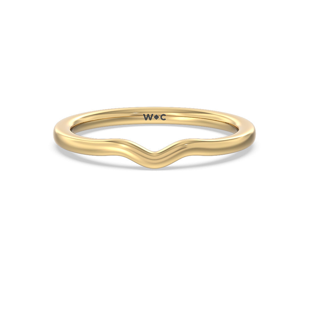 Grooved Taper Cathedral Solitaire Wedding Band with 18KT Yellow Gold Cut Diamond in 14KT Yellow Gold view 1
