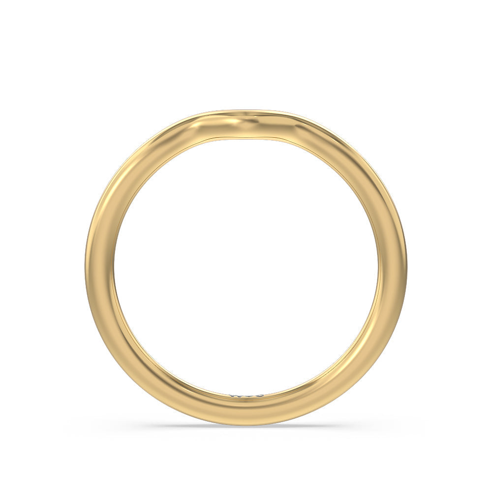 Grooved Taper Cathedral Solitaire Wedding Band with 18KT Yellow Gold Cut Diamond in 14KT Yellow Gold view 2
