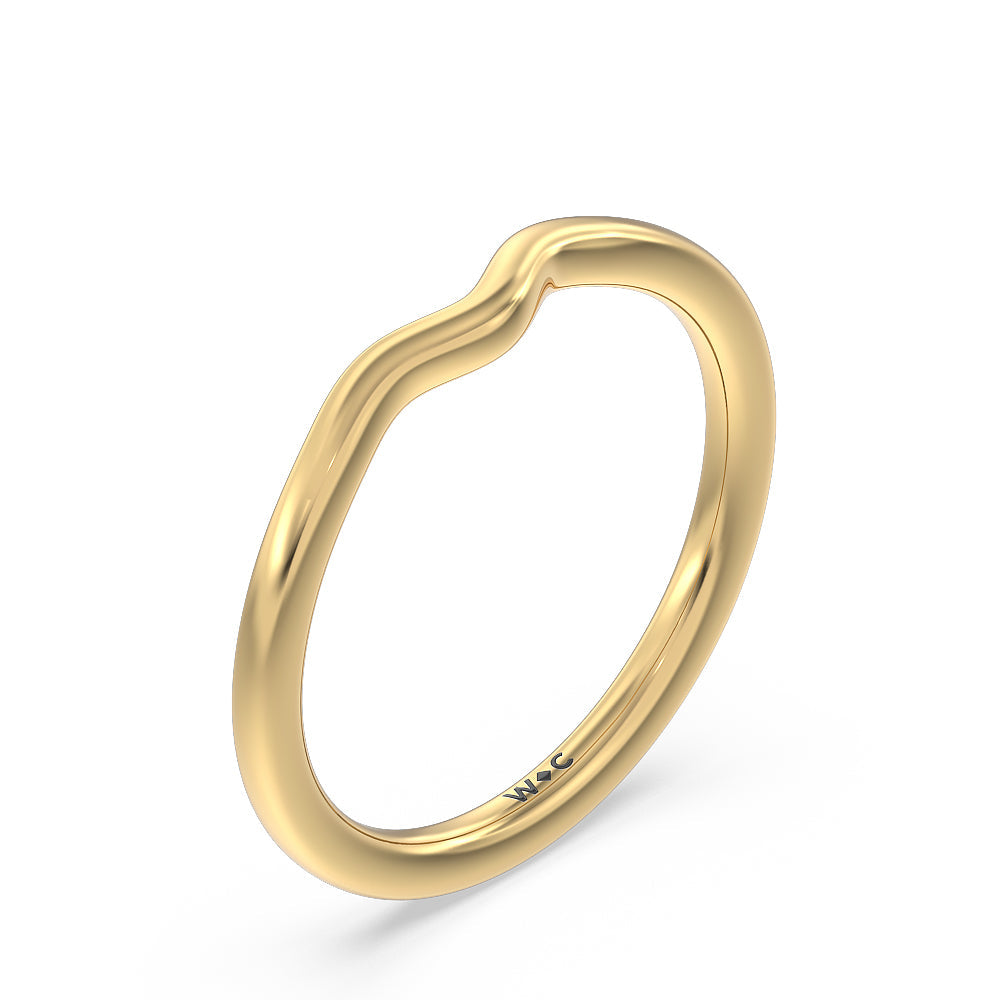 Grooved Taper Cathedral Solitaire Wedding Band with 18KT Yellow Gold Cut Diamond in 14KT Yellow Gold view 4
