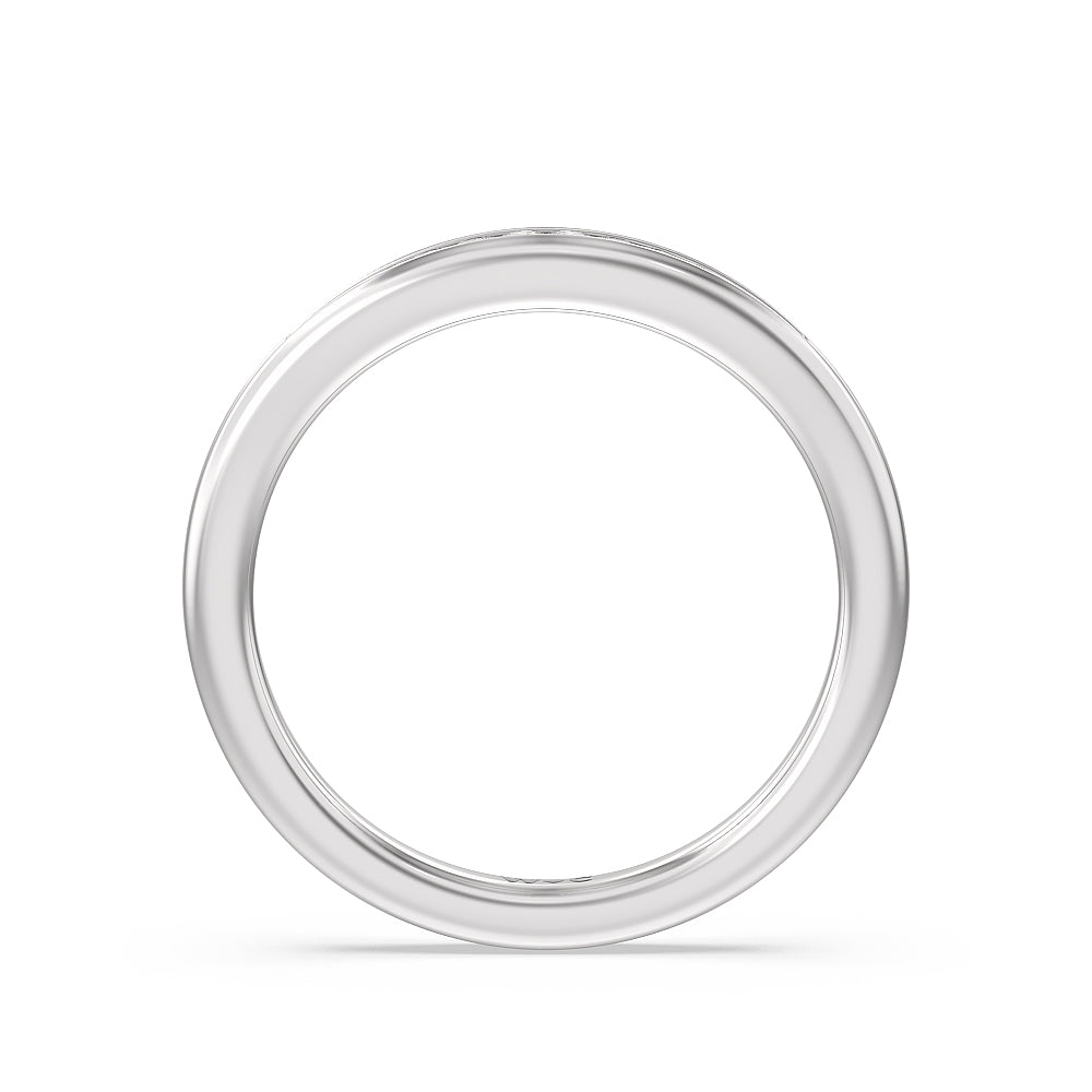 Petite Channel Set Solitaire Diamond Wedding Band with Platinum Cut Diamond in 14KT Platinum view 2
