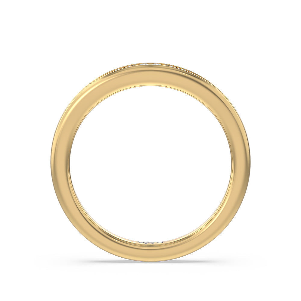 Petite Channel Set Solitaire Diamond Wedding Band with 18KT Yellow Gold Cut Diamond in 14KT Yellow Gold view 2
