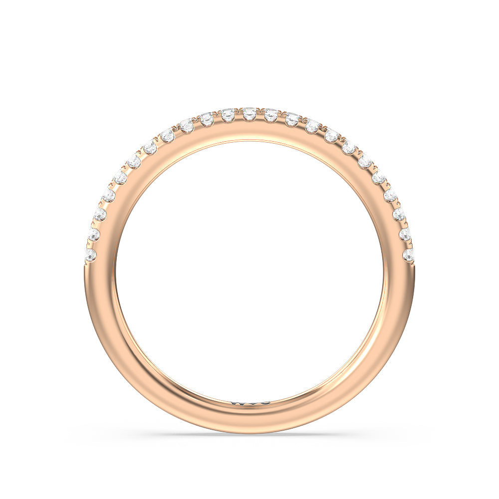 Marquise Hidden Halo Diamond Wedding Band with 18KT Rose Gold Cut Diamond in 14KT Rose Gold view 2
