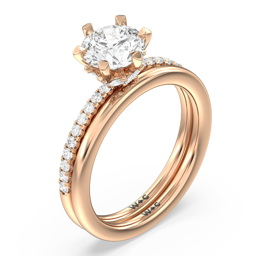 Marquise Hidden Halo Wedding Band with 18KT Rose Gold Cut Diamond in 14KT Rose Gold view 3
