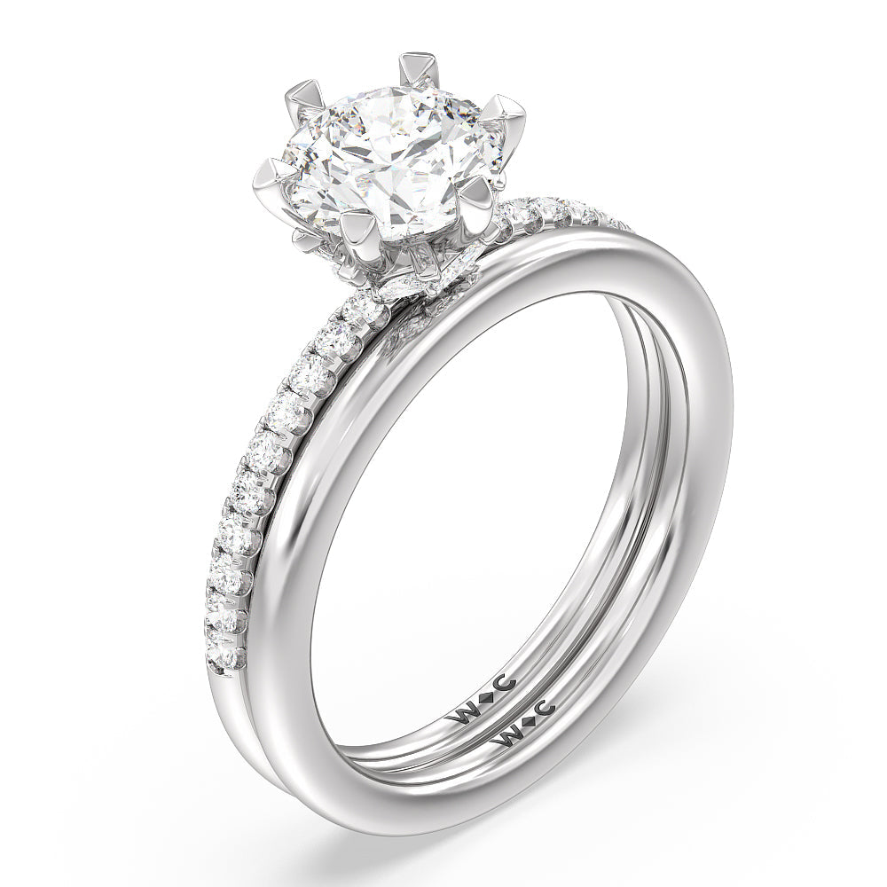 Marquise Hidden Halo Wedding Band with Platinum Cut Diamond in 14KT Platinum view 3
