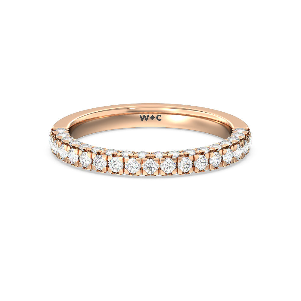 Aura Hidden Accent Solitaire Diamond Wedding Band with 18KT Rose Gold Cut Diamond in 14KT Rose Gold view 1
